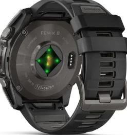 Garmin Fenix 8 Amoled 51mm, Sapphire Carbon Gray DLC Titanium - Black/Pebble Grey Silicone Strap