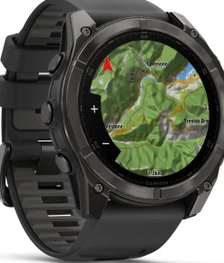 Garmin Fenix 8 Amoled 51mm, Sapphire Carbon Gray DLC Titanium - Black/Pebble Grey Silicone Strap