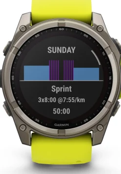 Garmin Fenix 8 Solar 51mm, Sapphire Solar Titanium - Amp Yellow/Graphite Silicone Strap