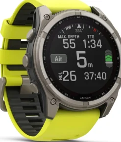 Garmin Fenix 8 Solar 51mm, Sapphire Solar Titanium - Amp Yellow/Graphite Silicone Strap