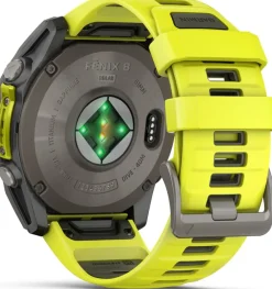 Garmin Fenix 8 Solar 51mm, Sapphire Solar Titanium - Amp Yellow/Graphite Silicone Strap
