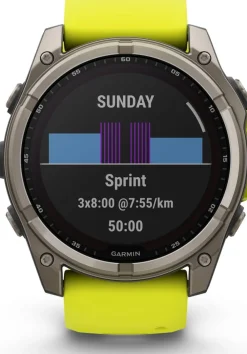 Garmin Fenix 8 Solar 51mm, Sapphire Solar Titanium - Amp Yellow/Graphite Silicone Strap