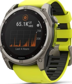 Garmin Fenix 8 Solar 51mm, Sapphire Solar Titanium - Amp Yellow/Graphite Silicone Strap