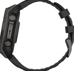 Garmin Fenix 8 Solar 47mm, Sapphire Solar Carbon Gray DLC Titanium - Black/Pebble Grey Silicone Strap