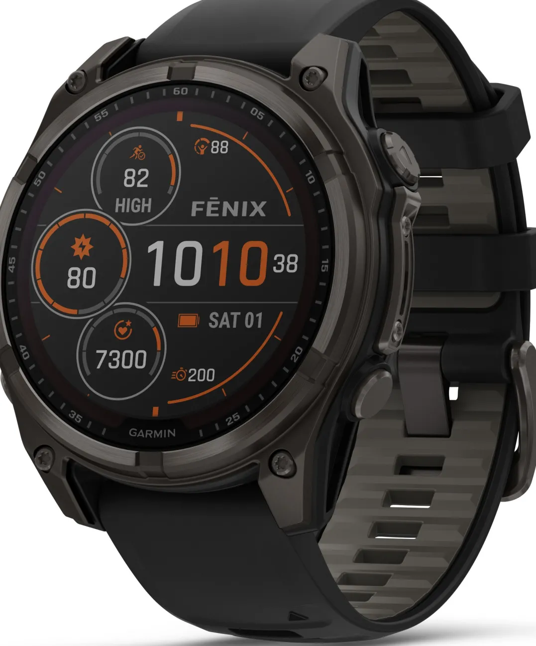 Garmin Fenix 8 Solar 51mm, Sapphire Solar Carbon Gray DLC Titanium - Black/Pebble Grey Silicone Strap