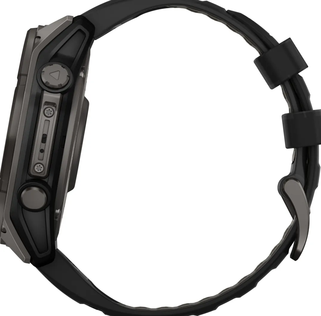 Garmin Fenix 8 Solar 51mm, Sapphire Solar Carbon Gray DLC Titanium - Black/Pebble Grey Silicone Strap