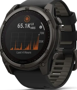 Garmin Fenix 8 Solar 51mm, Sapphire Solar Carbon Gray DLC Titanium - Black/Pebble Grey Silicone Strap
