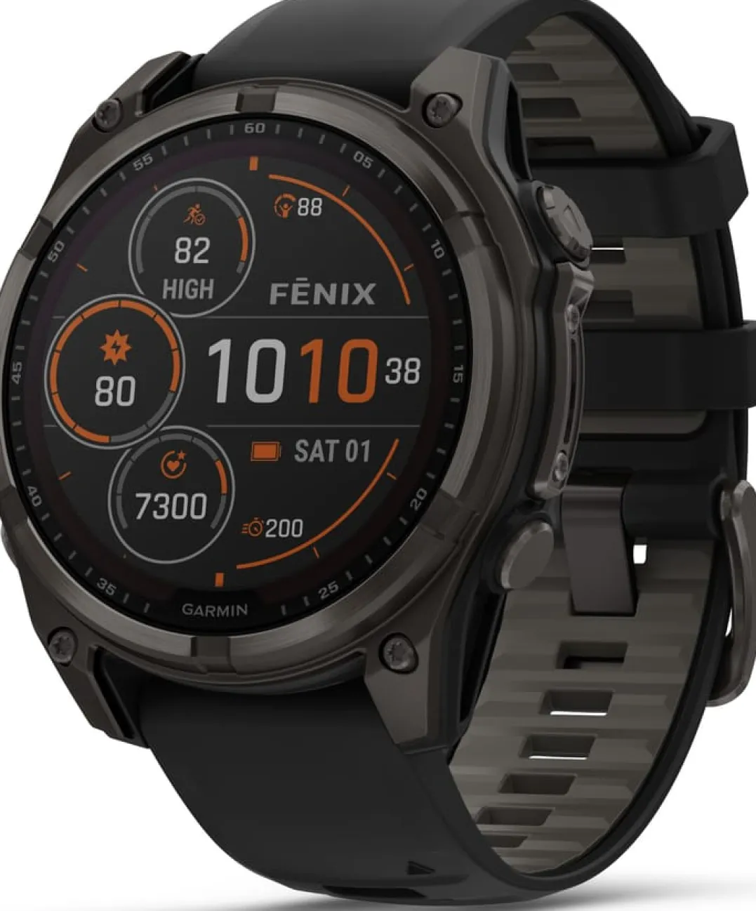 Garmin Fenix 8 Solar 51mm, Sapphire Solar Carbon Gray DLC Titanium - Black/Pebble Grey Silicone Strap