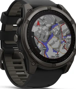Garmin Fenix 8 Solar 51mm, Sapphire Solar Carbon Gray DLC Titanium - Black/Pebble Grey Silicone Strap
