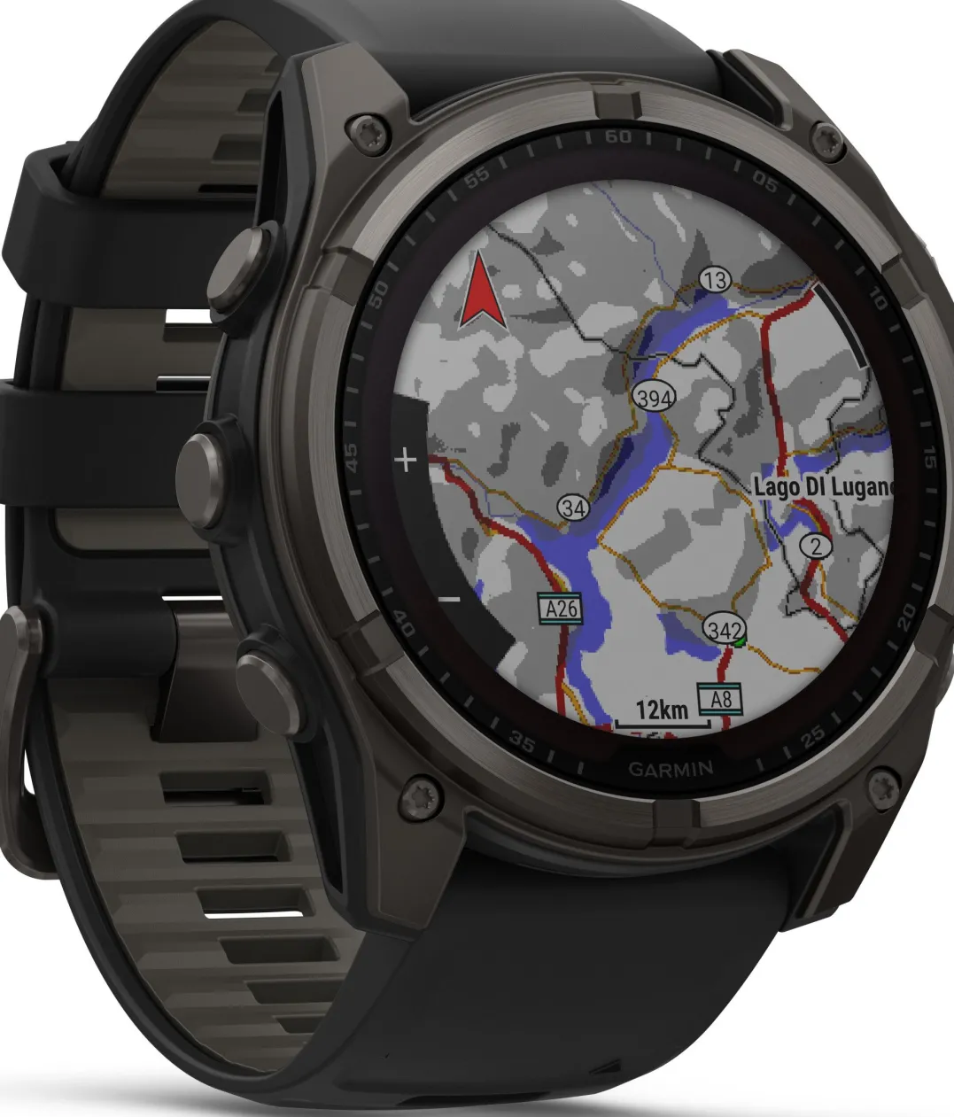 Garmin Fenix 8 Solar 51mm, Sapphire Solar Carbon Gray DLC Titanium - Black/Pebble Grey Silicone Strap