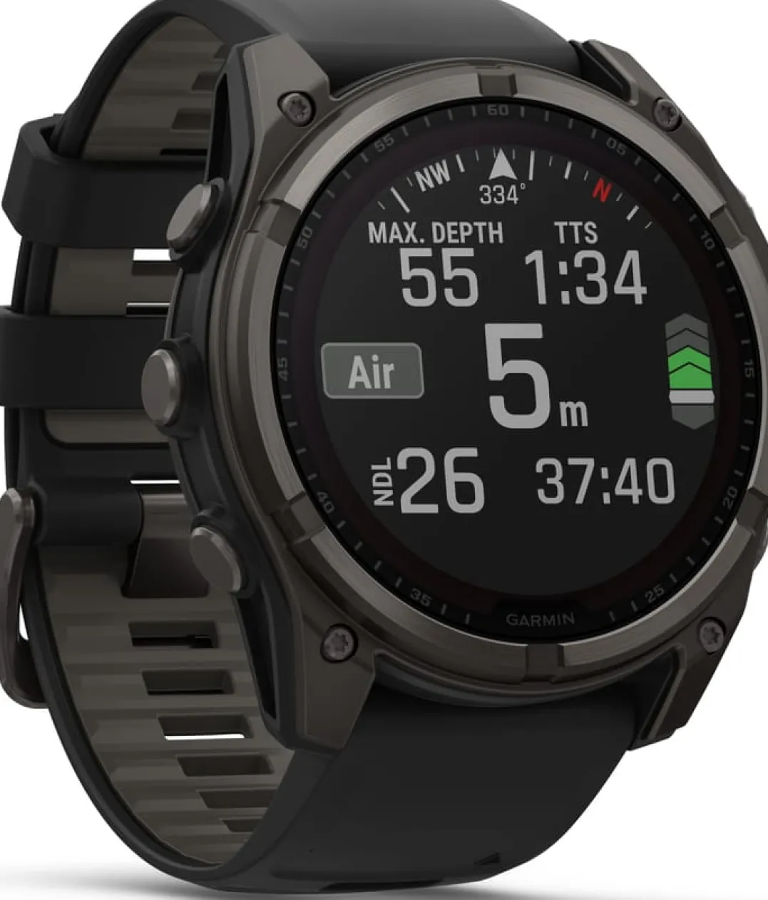 Garmin Fenix 8 Solar 51mm, Sapphire Solar Carbon Gray DLC Titanium - Black/Pebble Grey Silicone Strap