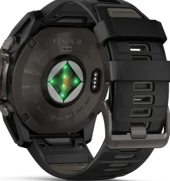 Garmin Fenix 8 Solar 51mm, Sapphire Solar Carbon Gray DLC Titanium - Black/Pebble Grey Silicone Strap
