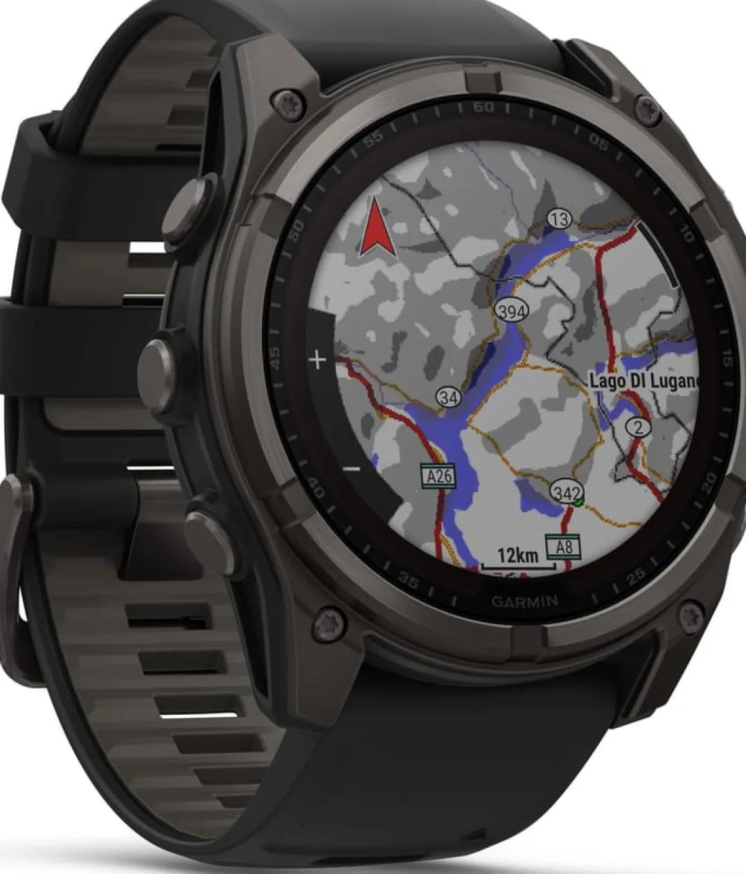 Garmin Fenix 8 Solar 51mm, Sapphire Solar Carbon Gray DLC Titanium - Black/Pebble Grey Silicone Strap