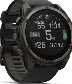Garmin Fenix 8 Solar 51mm, Sapphire Solar Carbon Gray DLC Titanium - Black/Pebble Grey Silicone Strap