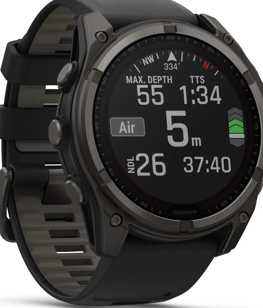 Garmin Fenix 8 Solar 51mm, Sapphire Solar Carbon Gray DLC Titanium - Black/Pebble Grey Silicone Strap