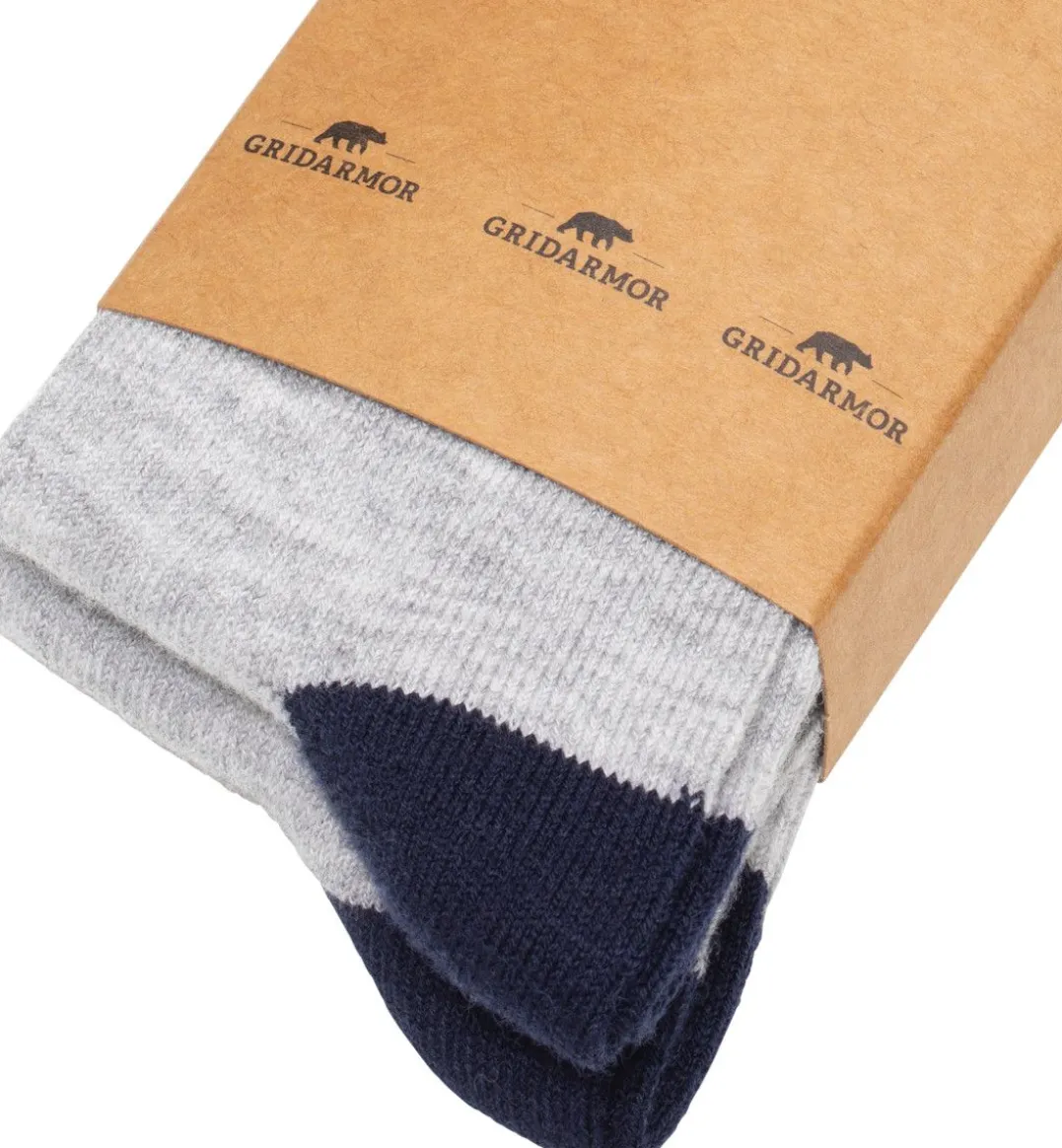 Gridarmor Heritage Merino Socks 2p Jr Light Grey/Dk Navy/White
