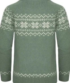 Gridarmor Kids' Snøkrystall Round Neck Ullgenser Green/white