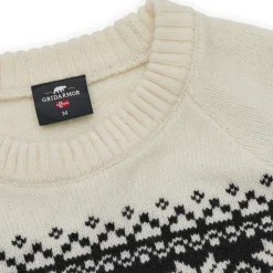 Gridarmor Men's Snøkrystall Round Neck Ullgenser Black/White