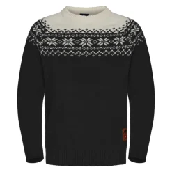 Gridarmor Men's Snøkrystall Round Neck Ullgenser Black/White