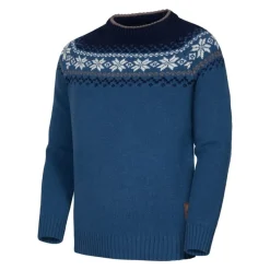 Gridarmor Men's Snøkrystall Round Neck Ullgenser Blue/White/Navy