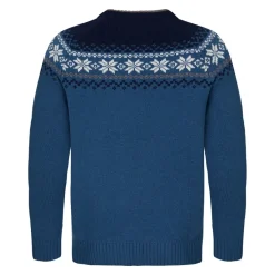 Gridarmor Men's Snøkrystall Round Neck Ullgenser Blue/White/Navy