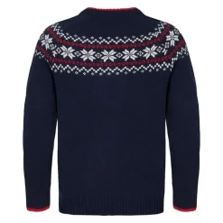 Gridarmor Men's Snøkrystall Round Neck Ullgenser Navy/White/Red