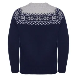 Gridarmor Men's Snøkrystall Round Neck Ullgenser Dark Navy/Light Grey/White