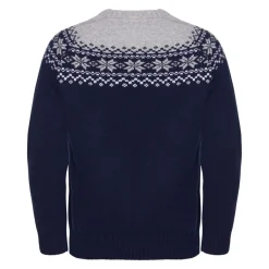 Gridarmor Men's Snøkrystall Round Neck Ullgenser Dark Navy/Light Grey/White
