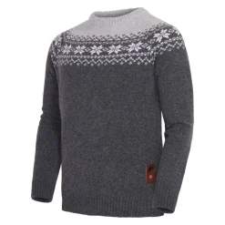 Gridarmor Men's Snøkrystall Round Neck Ullgenser Dark Grey/Light Grey/White