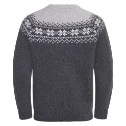 Gridarmor Men's Snøkrystall Round Neck Ullgenser Dark Grey/Light Grey/White