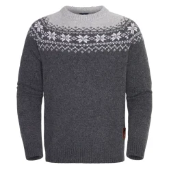 Gridarmor Men's Snøkrystall Round Neck Ullgenser Dark Grey/Light Grey/White