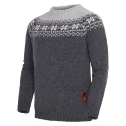 Gridarmor Men's Snøkrystall Round Neck Ullgenser Dark Grey/Light Grey/White