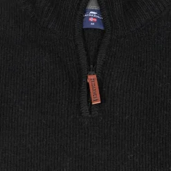 Gridarmor Men's Snøkrystall Solid Half Zip Ullgenser Black Beauty