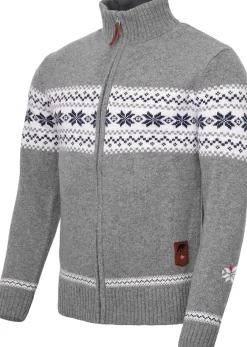 Gridarmor Men's Snøstjerne Full Zip Ullgenser Mid Grey Melange