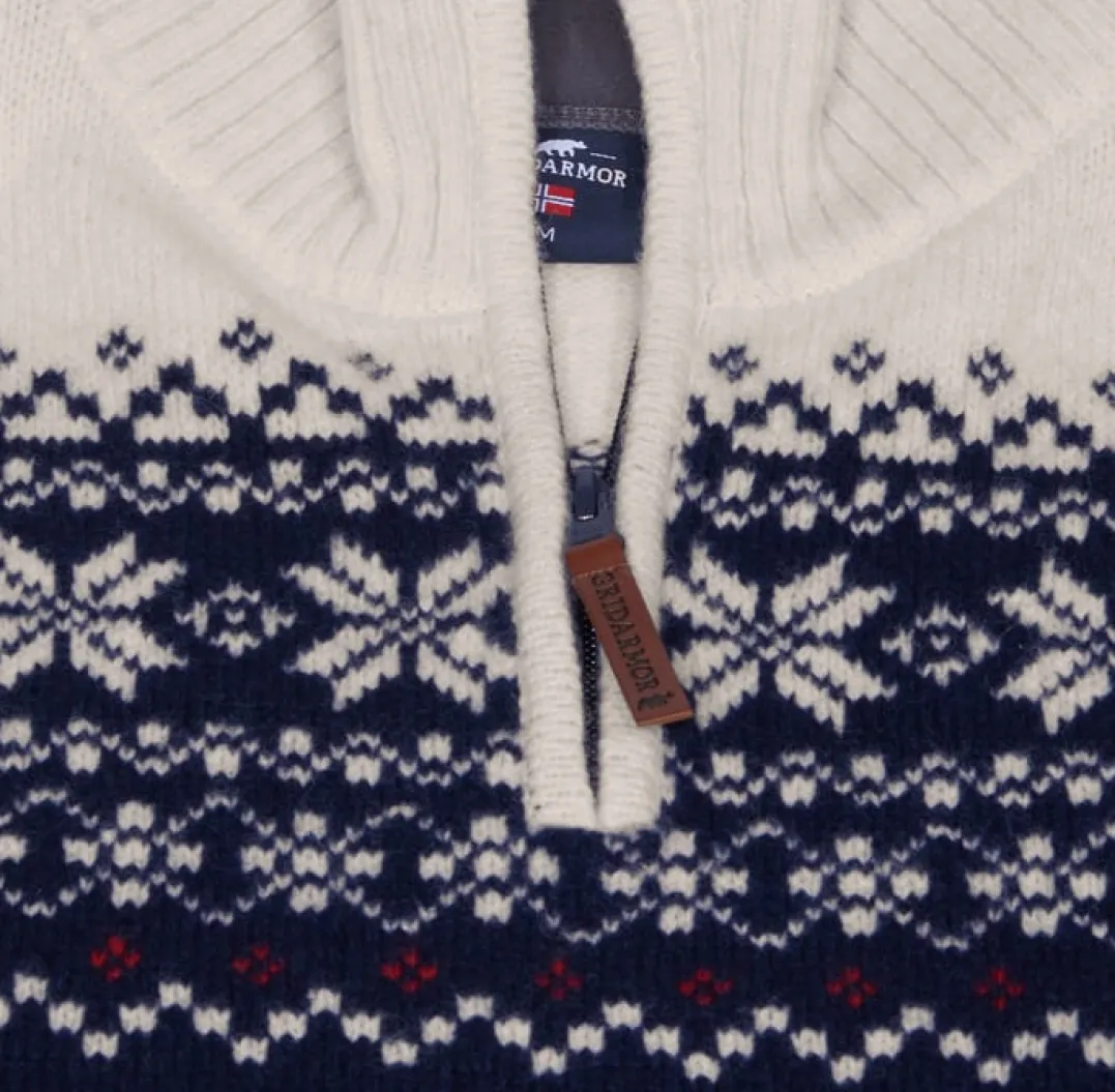 Gridarmor Snøkrystall Hz Ullgenser Men Dark Navy/White/Red