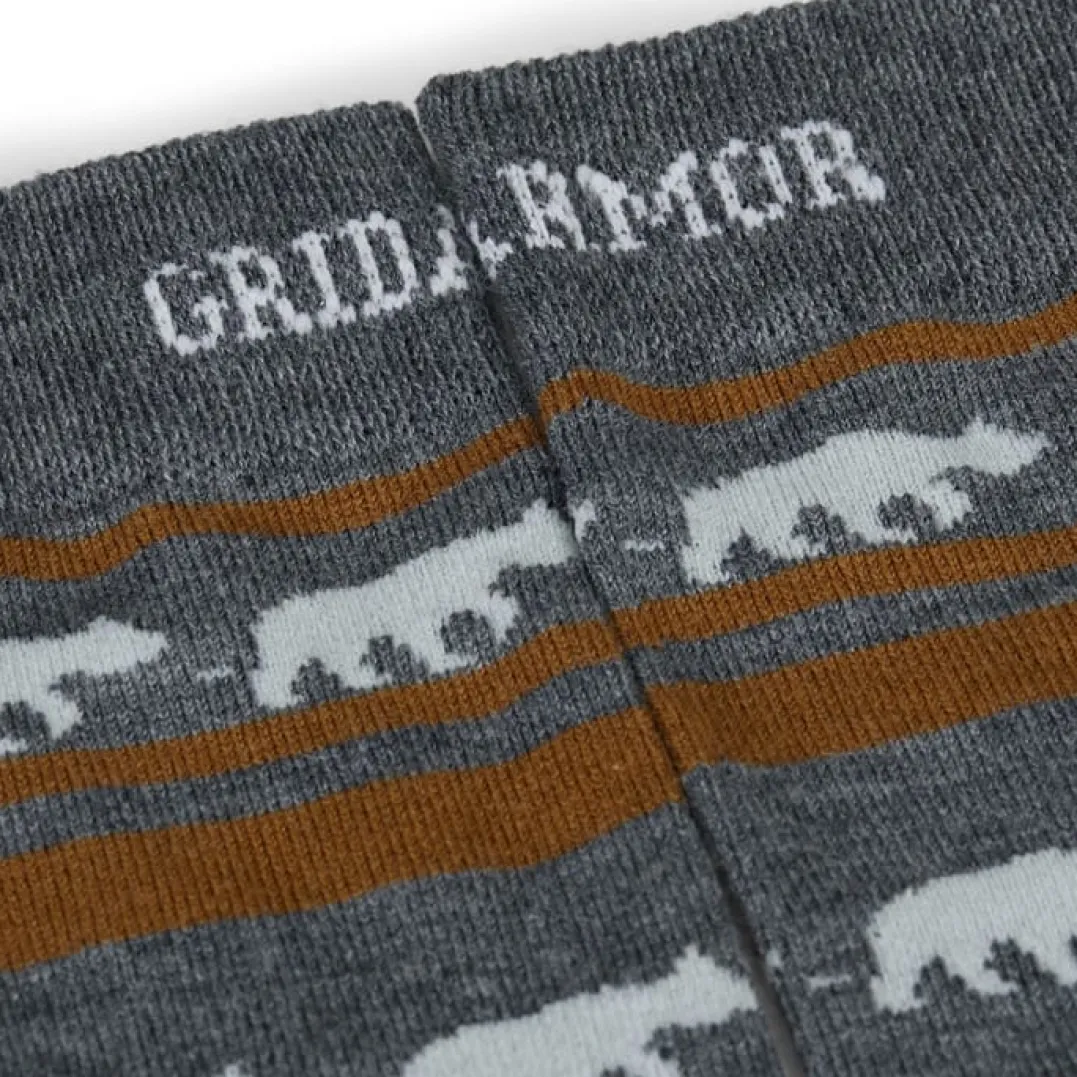 Gridarmor Striped Bear Merino Socks Grey/Beige/White