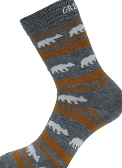 Gridarmor Striped Bear Merino Socks Grey/Beige/White
