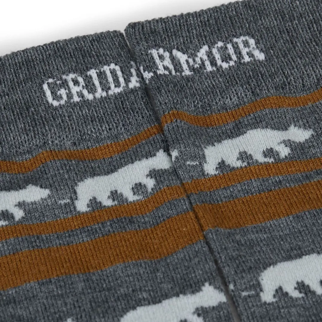 Gridarmor Striped Bear Merino Socks Grey/Beige/White
