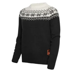 Gridarmor Women’s Snøkrystall Round Neck Ullgenser Black/White