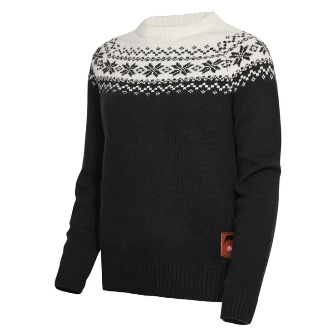 Gridarmor Women’s Snøkrystall Round Neck Ullgenser Black/White