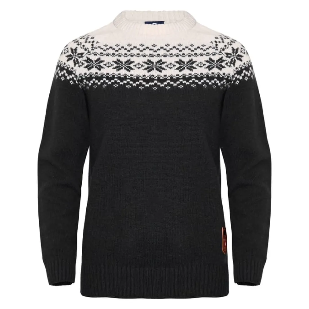 Gridarmor Women’s Snøkrystall Round Neck Ullgenser Black/White