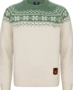 Gridarmor Women’s Snøkrystall Round Neck Ullgenser White/green