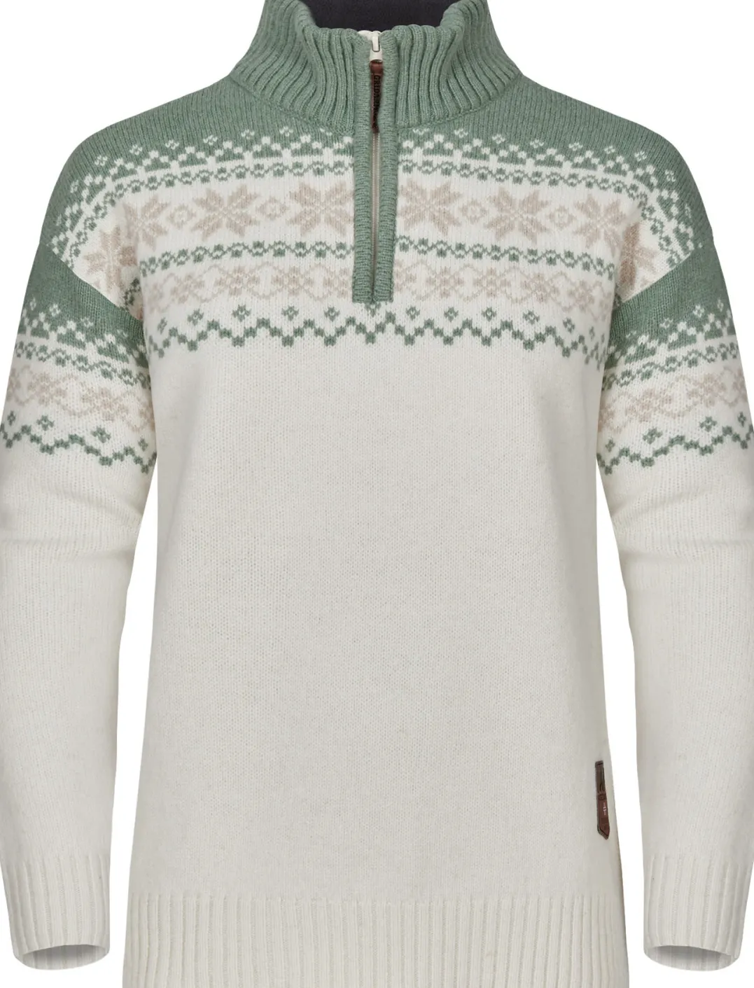 Gridarmor Women's Snøkrystall Half Zip Ullgenser White/Green/Beige