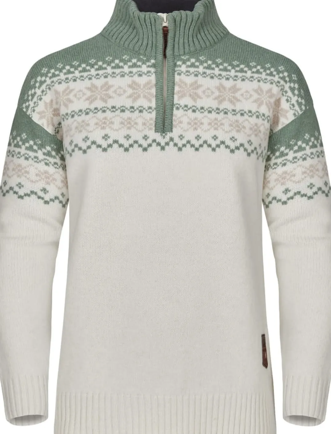 Gridarmor Women's Snøkrystall Half Zip Ullgenser White/Green/Beige