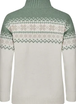Gridarmor Women's Snøkrystall Half Zip Ullgenser White/Green/Beige