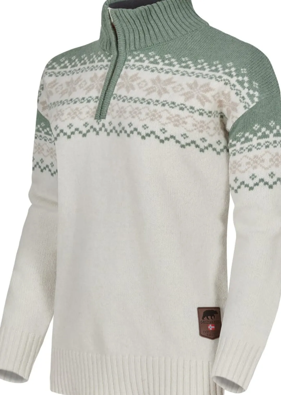 Gridarmor Women's Snøkrystall Half Zip Ullgenser White/Green/Beige