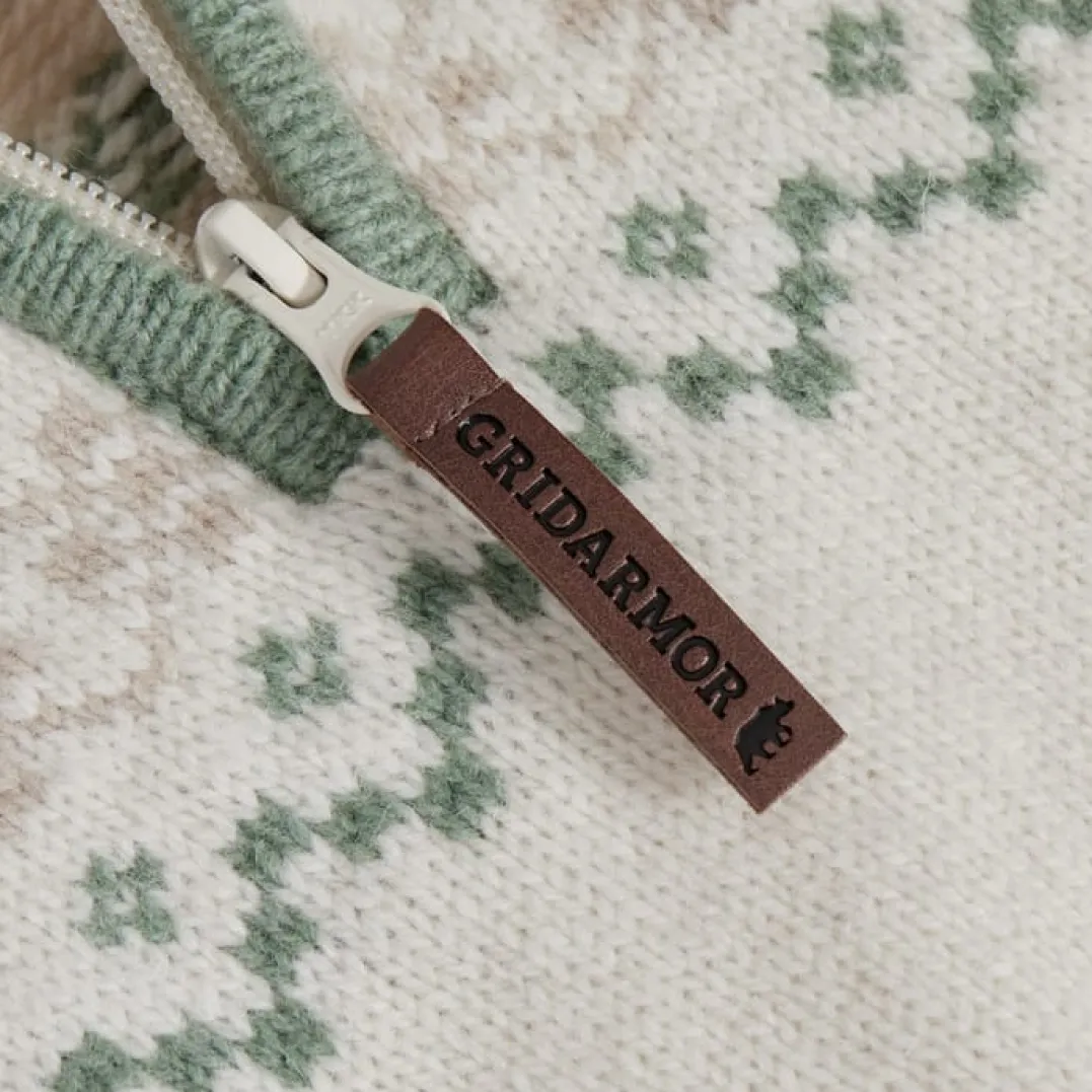 Gridarmor Women's Snøkrystall Half Zip Ullgenser White/Green/Beige