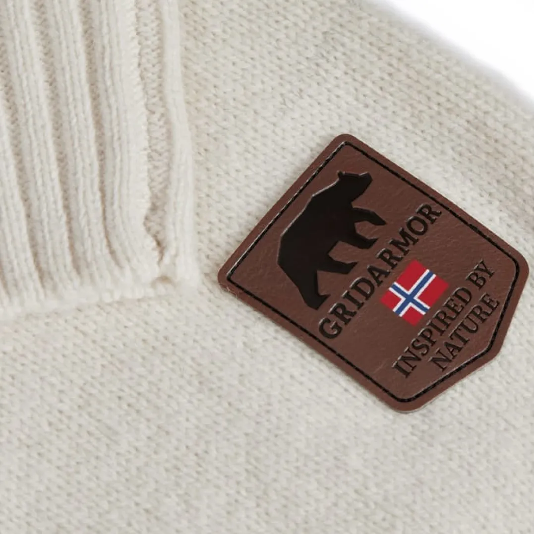 Gridarmor Women's Snøkrystall Half Zip Ullgenser White/Green/Beige