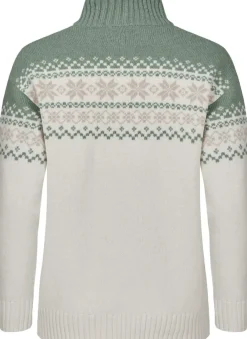 Gridarmor Women's Snøkrystall Half Zip Ullgenser White/Green/Beige