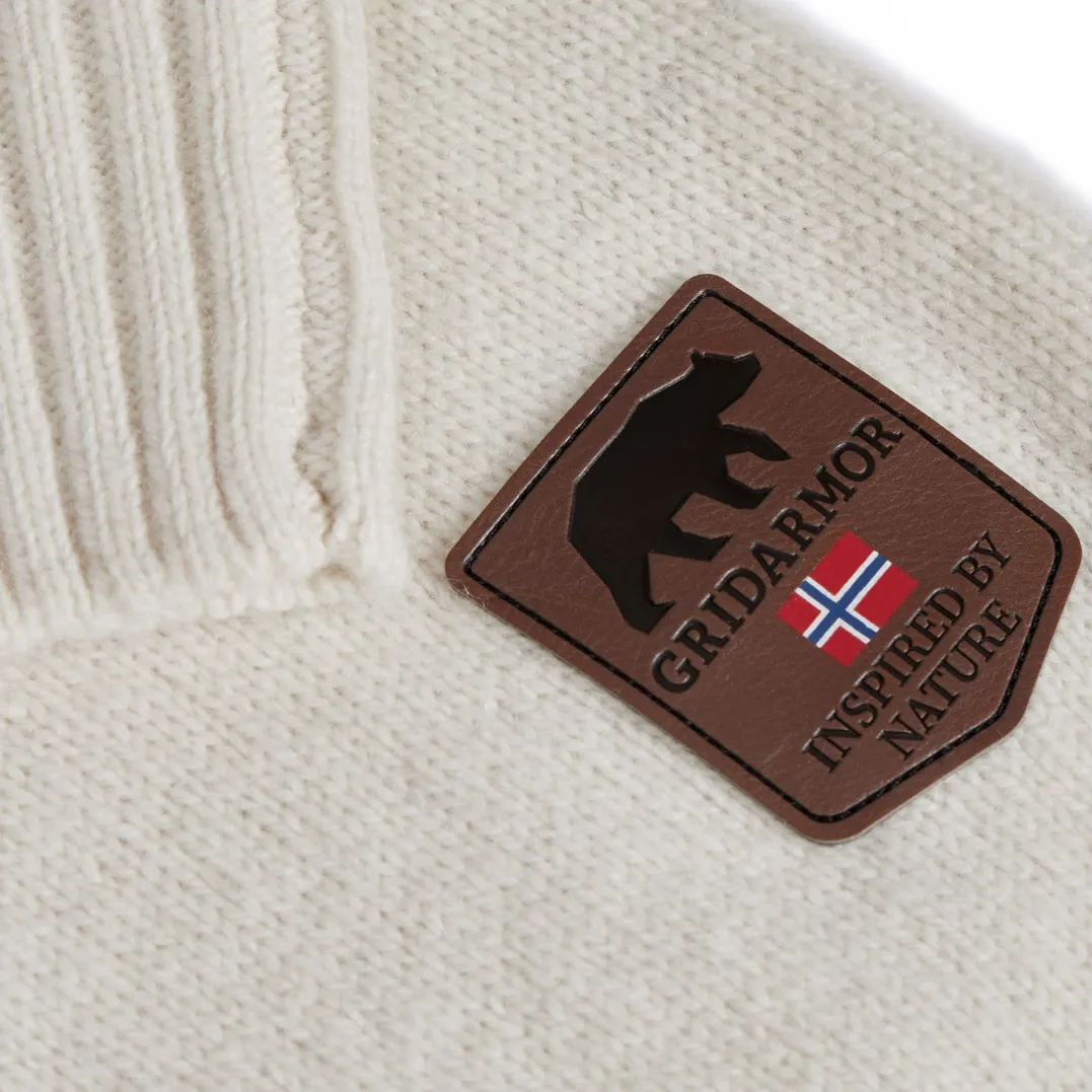 Gridarmor Women's Snøkrystall Half Zip Ullgenser White/Green/Beige